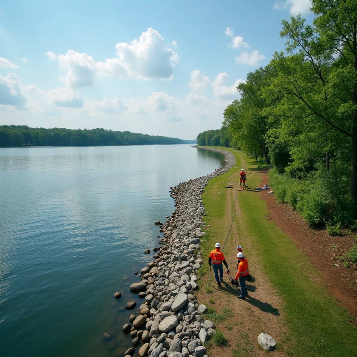 Beautiful natural shoreline buffer on Lake Norman with protected shoreline trees and dock