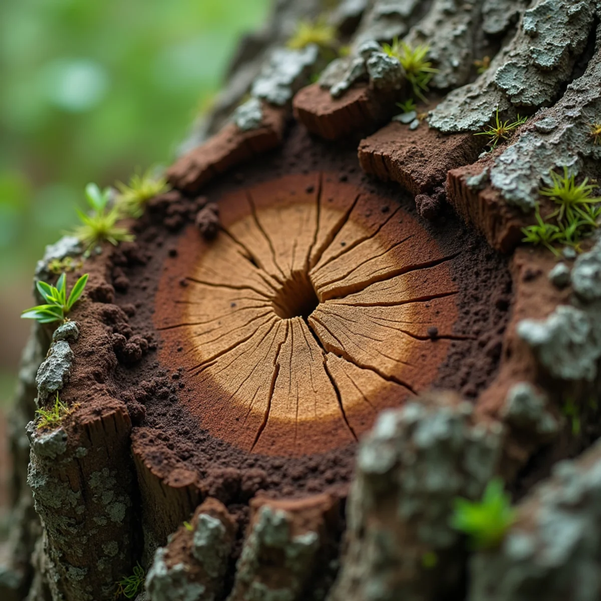 Mounded red clay soil and heaved root plate at base of dangerously leaning pine