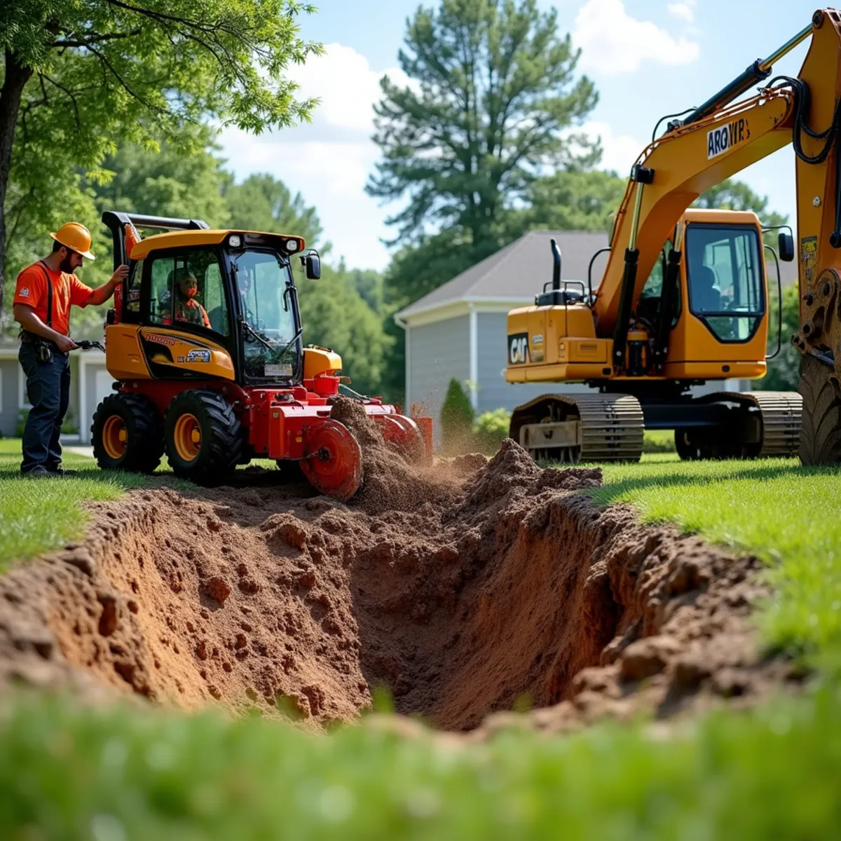 Cross-section view of ground stump zone and deep root flare below lawn grade